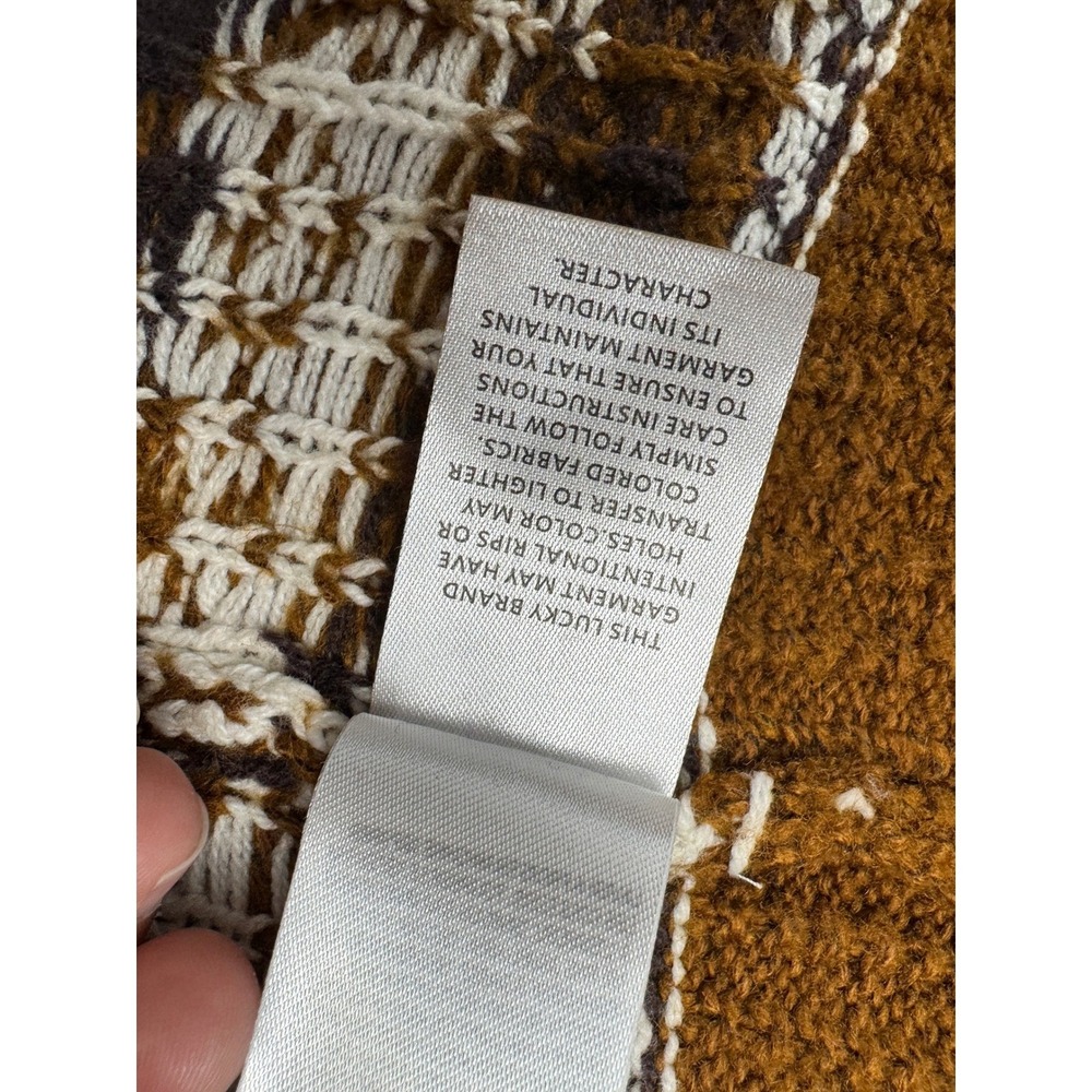Lucky Brand Mens Brown Southwestern Geometric Open Front Cardigan Sweater Medium - Picture 14 of 15